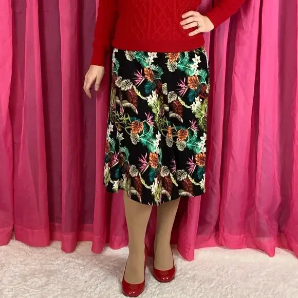 Christopher banks flowers and ferns hawaiian midi skirt, 16 - Picture 1 of 6